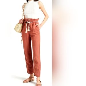 Veronica Beard Karter Pleated Crop Linen Blend Pants size 0 NWT